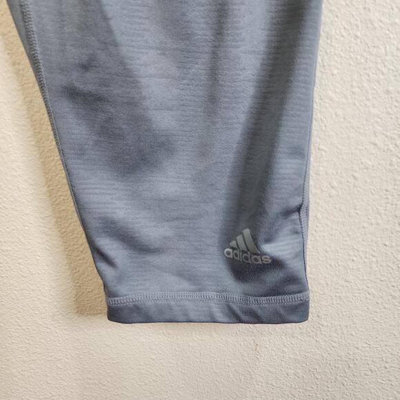 Adidas Cropped Leggings Womens Size Large Gray Mid Rise Climalite Pocket Stretch - Picture 2 of 5